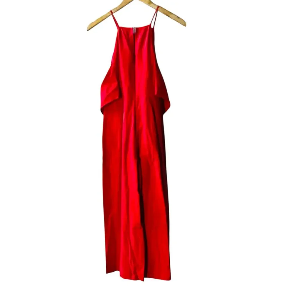 Anthropologie Greylin Linen Wide Keg Cropped Jumpsuit Size XS Petite Coral